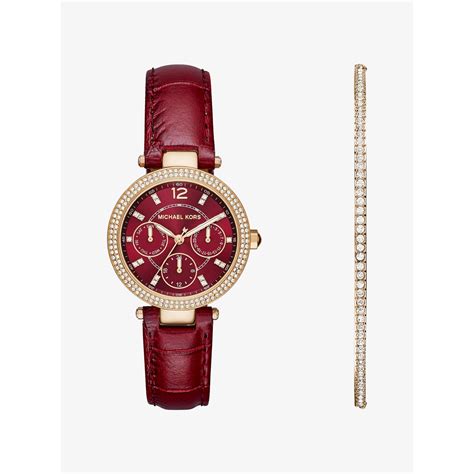 michael kors mini parker rose gold tone gift set|Michael Kors parker watch.